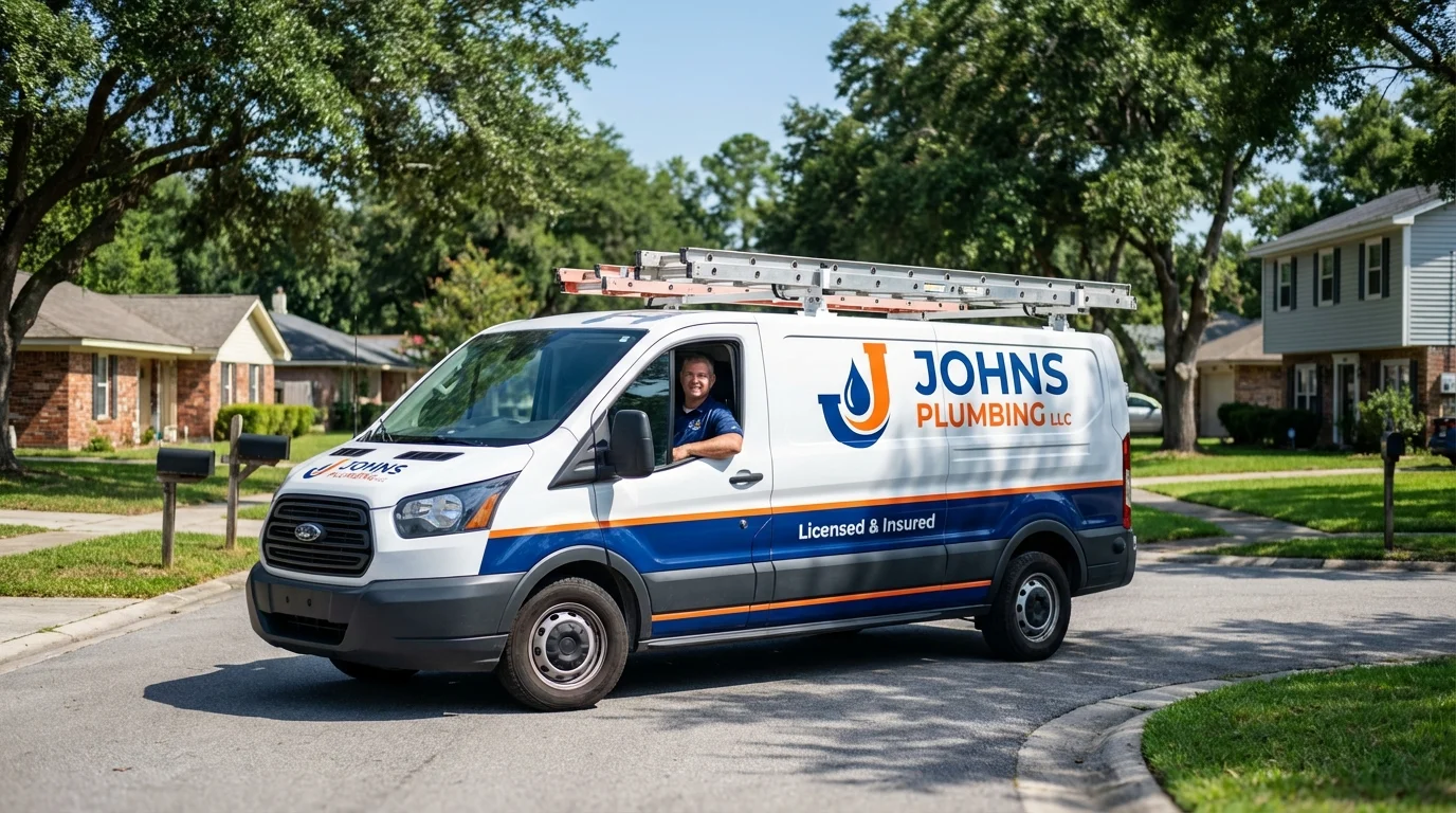 Johns Plumbing LLC service van in Saint Francisville, LA