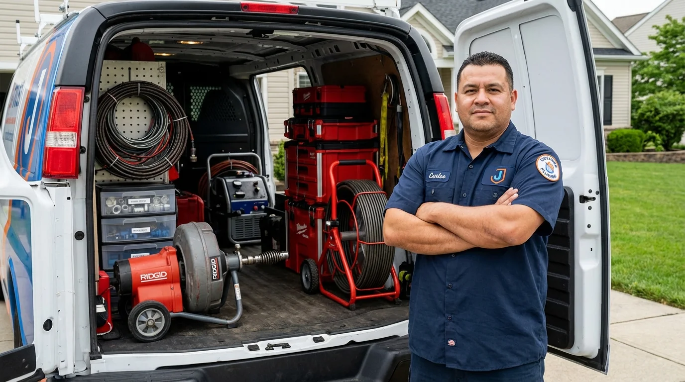Professional drain cleaning equipment and Johns Plumbing LLC plumber in Saint Francisville
