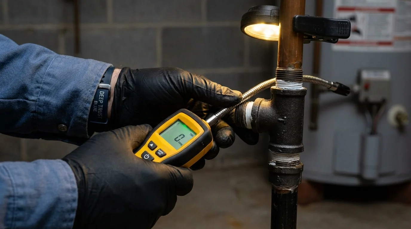 Gas leak detection with electronic sniffer by Johns Plumbing LLC in Saint Francisville