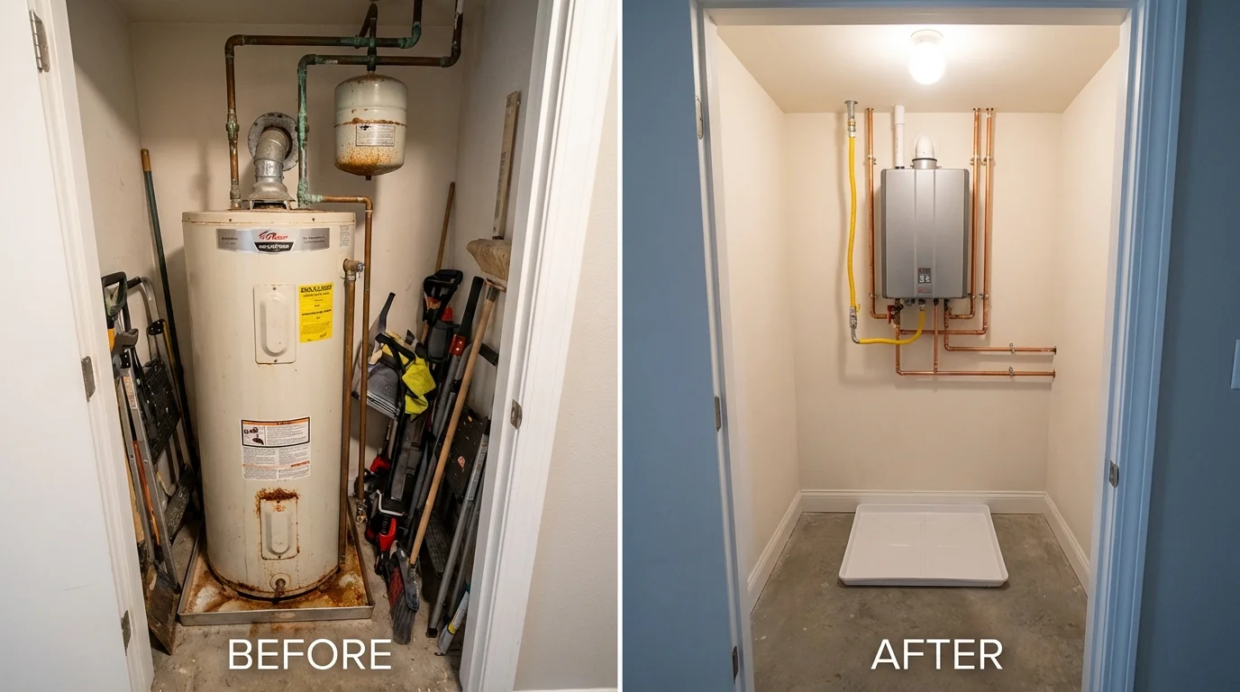 Tank water heater versus wall-mounted tankless unit comparison for Saint Francisville, LA homeowners