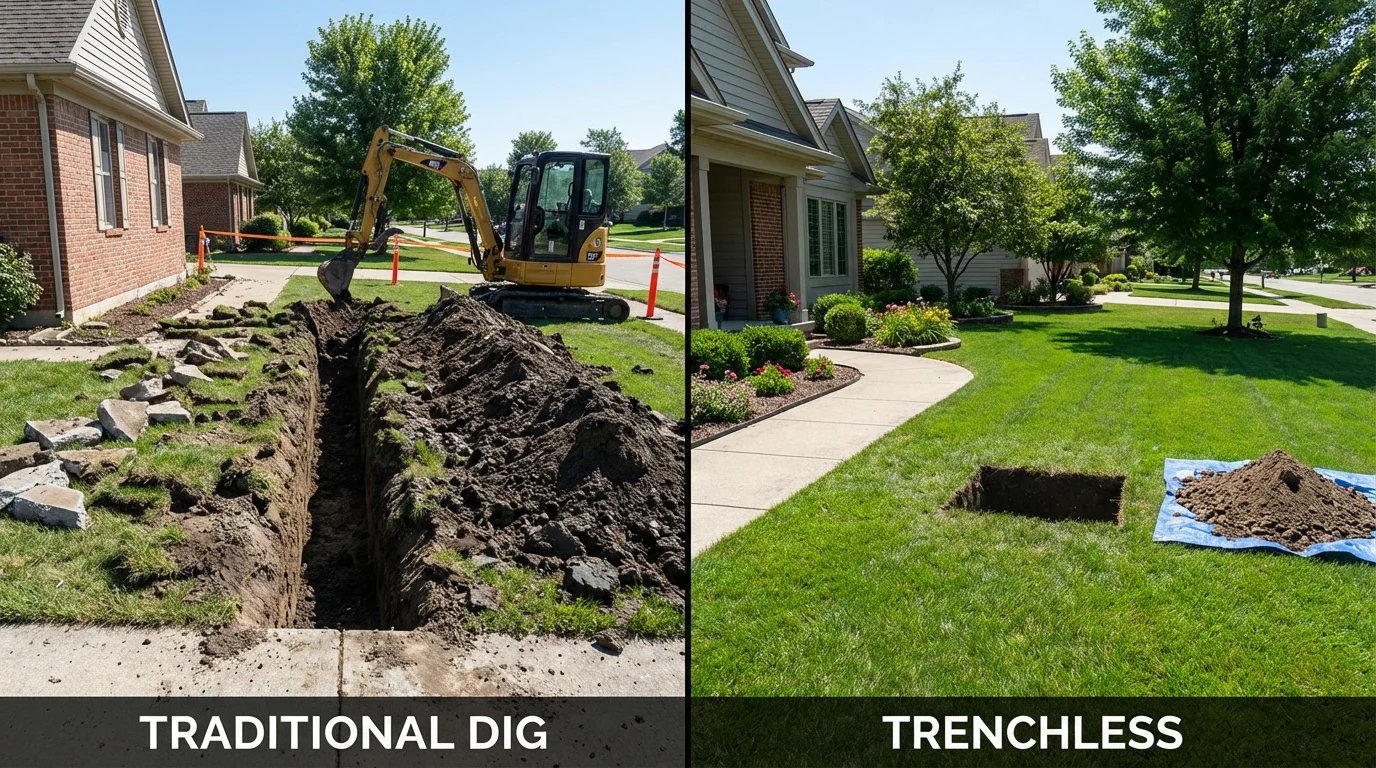 Trenchless sewer repair with minimal yard damage versus traditional excavation in Saint Francisville, LA
